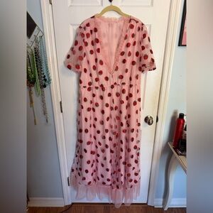 Pink Strawberry Tulle Sparkly Dress